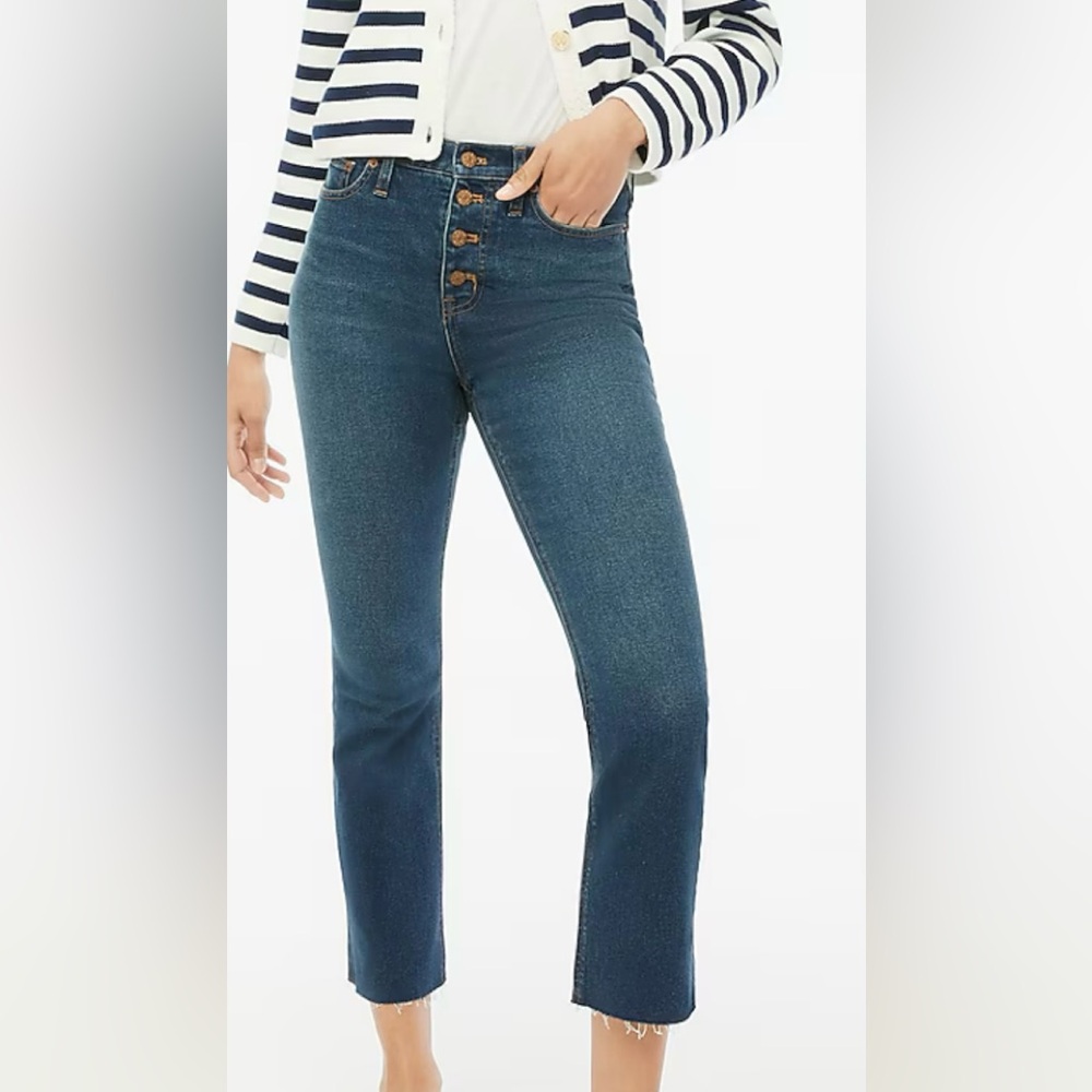 J. Crew, High-Rise, Flare Crop  Button Front Jeans
Sz 30T
NWT
